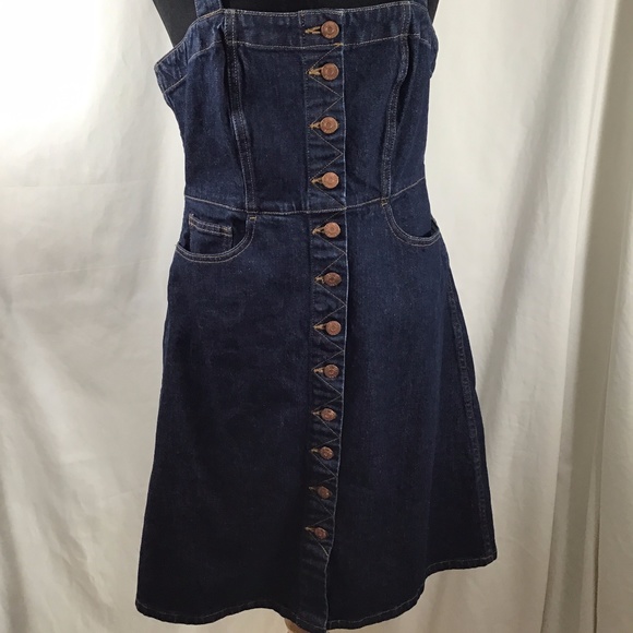 Madewell Denim Jumper Dress  Button Down Oveall - Picture 2 of 8